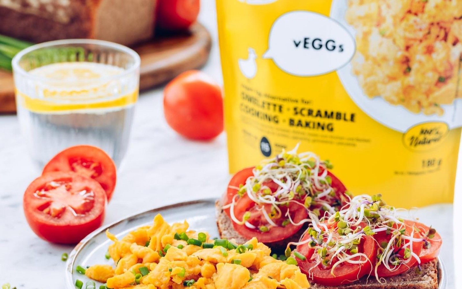 vEEGs is a 100% plant-based egg substitute for baking and cooking